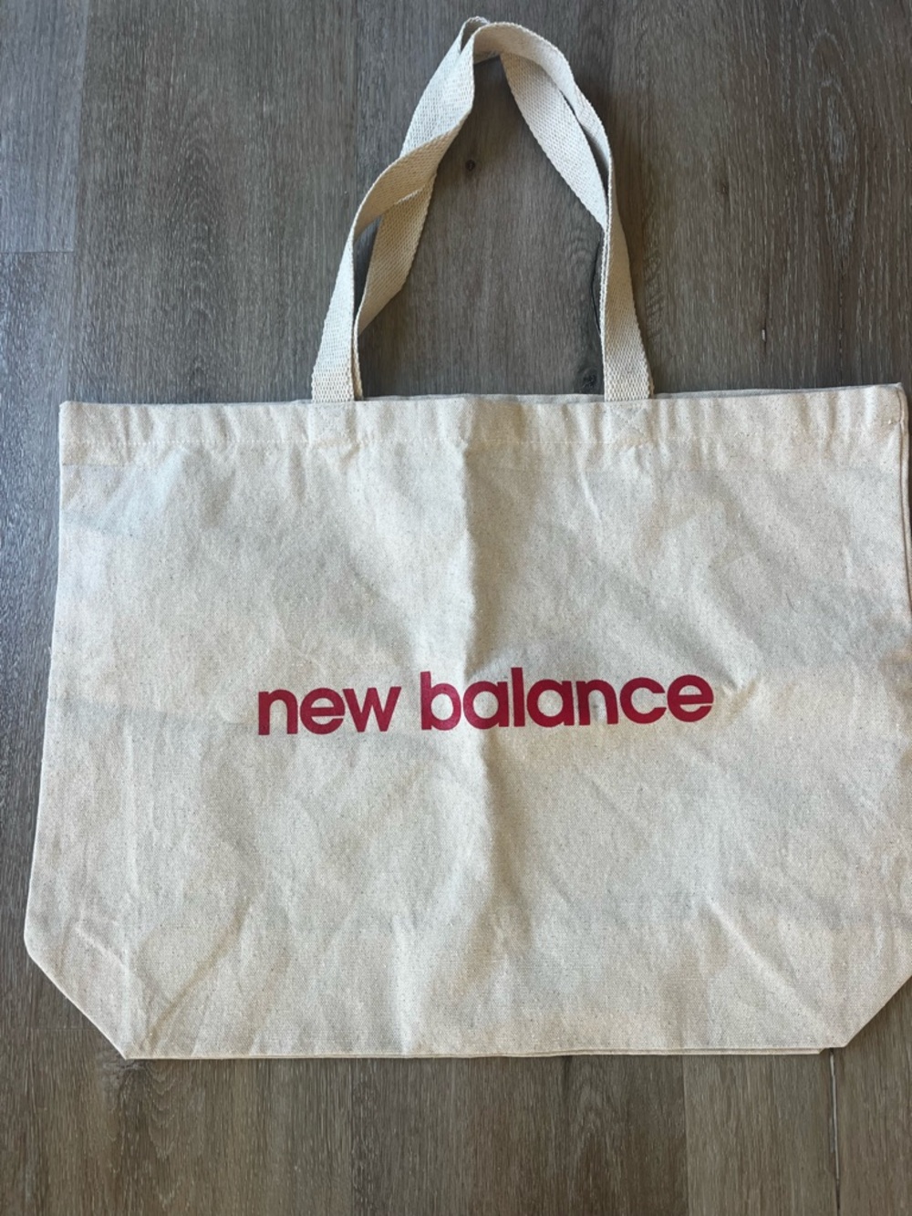 New Balance Cream Canvas Tote with Red Logo